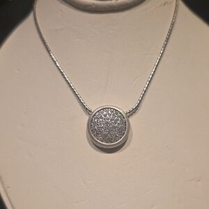 Brighton Silver Pavé Circle Pendant Necklace